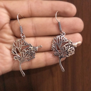 Silver Oxidised Tree Earring 