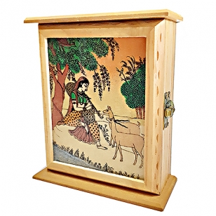 Wooden Gemstone Painted Key Holder Box