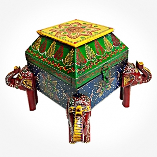 Elegant Wooden Painted Elephant Box