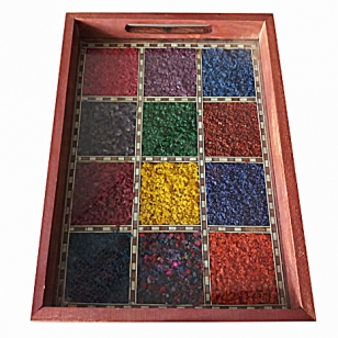 Wooden Tray with Gemstones 28cm x 20cm