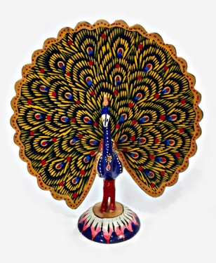 Enamel Painted Dancing Peacock 7 inch