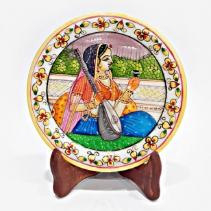 Bani Thani Painting on Marble Plate (15cm Diameter) 