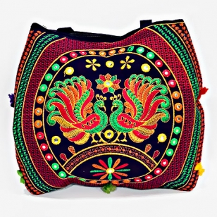Embroidered Velvet Shoulder Bag