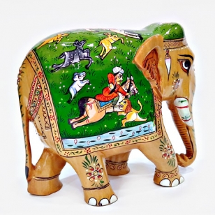 Wooden Fine Miniature Painted Elephant 