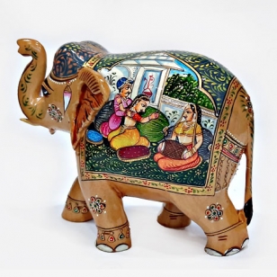 Indian Traditional Painted Wooden Elephant