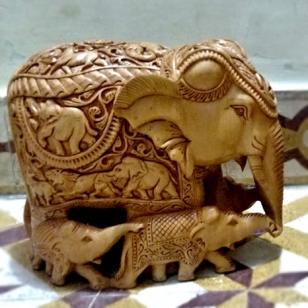 Wooden Fine Carved Baby Elephant - Big