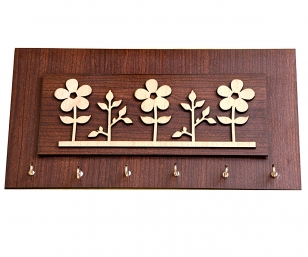 Stylish Floral Designed Wooden Key Holder