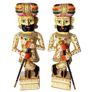 Pair of Wooden Darban/Chowkidar – 45cm Height