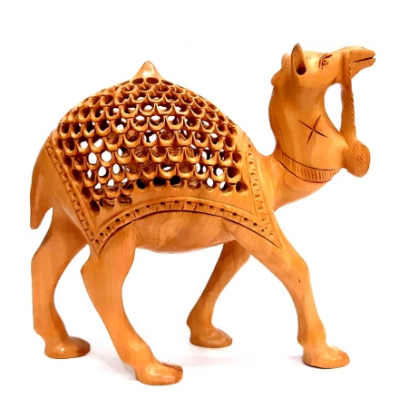 Wooden Jali Pattern Camel Statue Big