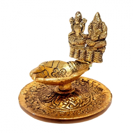 Diya with Lakshmi & Ganesha 