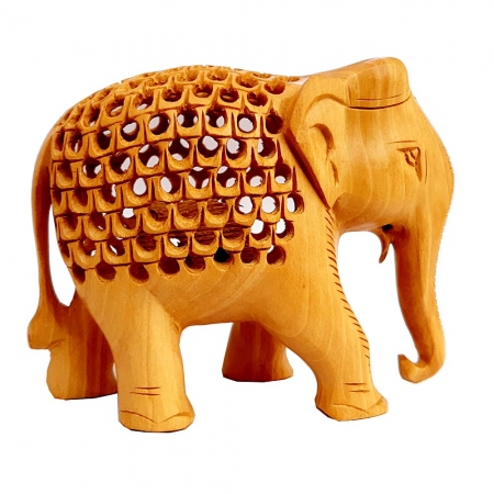 Wooden Jali Elephant ( 10cm Height ) 