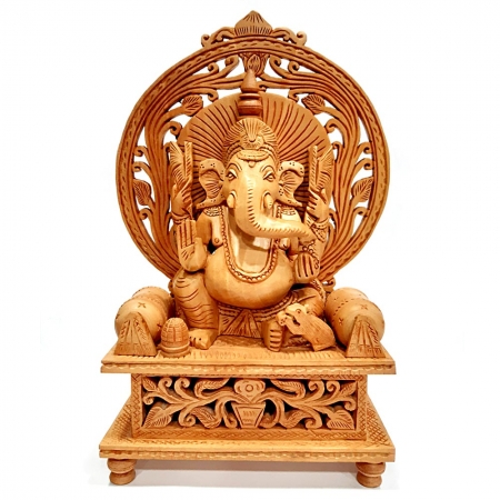 Artistically Handmade Wooden Ganesh