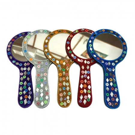 Colorful Lac Hand Mirror Big - Pack of 5pc
