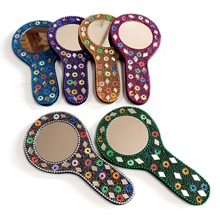 Lac Handle Pocket Mirror - Pack of 6pc