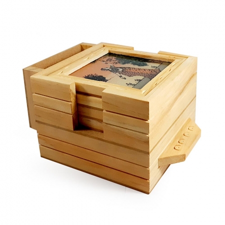 Wooden Coaster set with Drawer & Pen Stand 