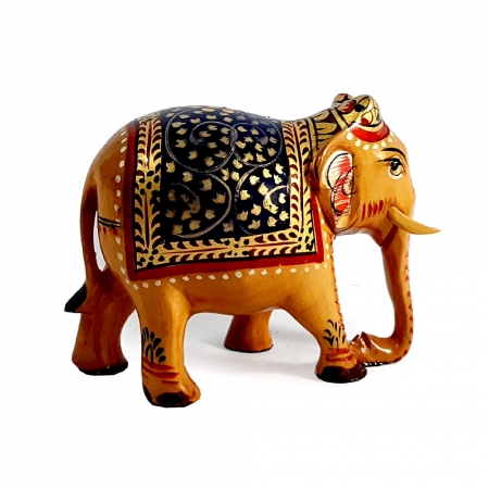 Wooden Fine Painted Elephant - 6.5cm Height