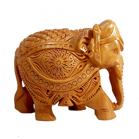 Wooden Etching Elephant - 10cm Height