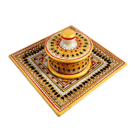 Marble Tray with Round Container 