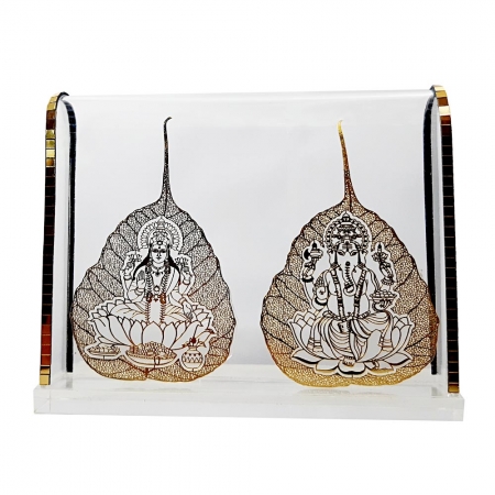 Gold Plated Lakshmi Ganesh with Acrylic Box