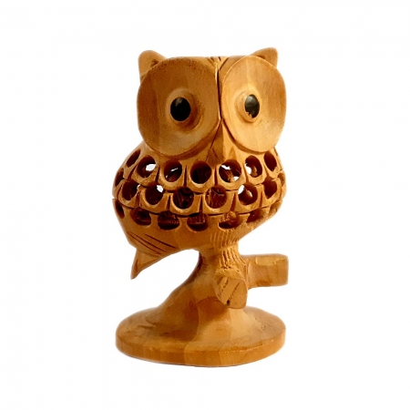 Wooden Owl Statue 