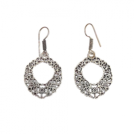 Alloy Round Leaf Earring 