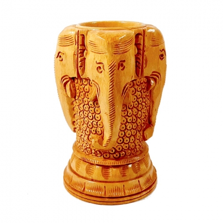 Wooden Elephant Designed Pen holder