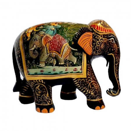 Wooden Miniature Painted Elephant
