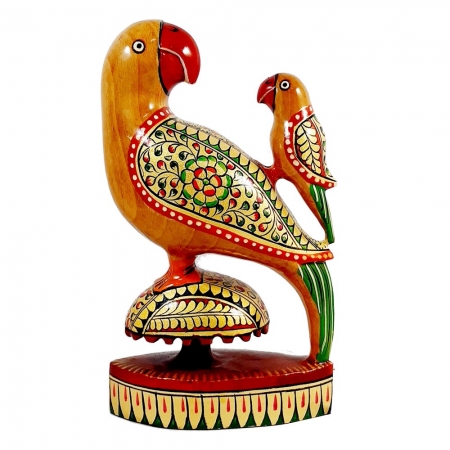 Wooden Painted Parrot