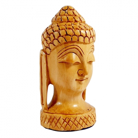 Wooden Carved Buddha Head 4 inch 
