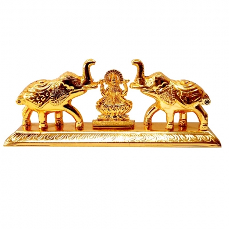 Golden Elephant Kumkum Box with Lakshmi 