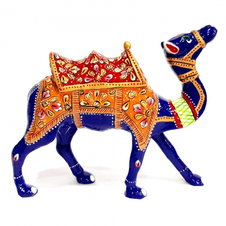 Metal Kathidar Camel Painted 6 inch Length