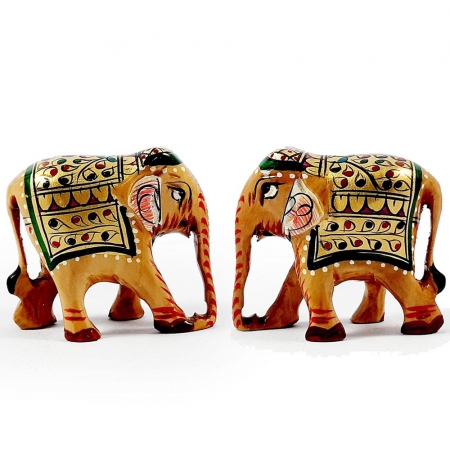 Wooden Painted Elephant 5cm - Pack of 2pc