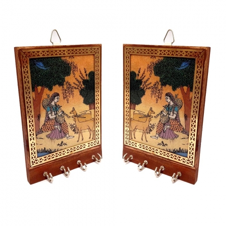 Beautiful Wooden key holder ( Assorted Design ) - Pack of 2pc