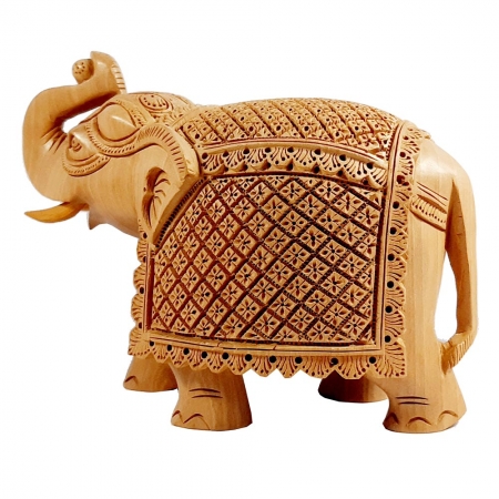 Wooden Carved Elephant (18cm Length x 13cm Height )