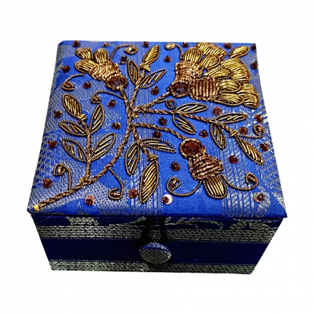 Zardosi Box (10 X 10 cm - Blue Color)