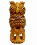 Wooden Round Undercut Owl 8 inch