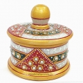 Pure White Marble Kumkum Box 