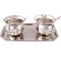 Silver plated set of 2 bowls, Spoon and a Tray