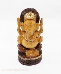 Wooden Round Ganesh with Brown Painting 5 inch