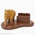 Wooden Mobile Holder & Elephant Statue