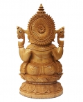 Wood Carving Lotus Ganesh Statue 