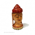 White Wood Painted Buddha Head 5 inch