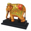 Indian Painted Wooden Elephant with Base