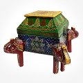 Elegant Wooden Painted Elephant Box