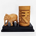 Rupee Symbol Pen Stand with Elephant Statue