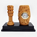 Elegant Clock Pen holder with Ashok Stambh 