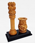 Wooden Ashok Stambh Big with Round Pen Stand