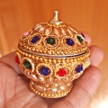 Golden Round Trendy Kumkum Box - Pack of 5 Piece 