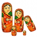 Wooden Painted Doll Set of 5pc 