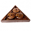 Wooden Masala Box with Tray and Spoon 